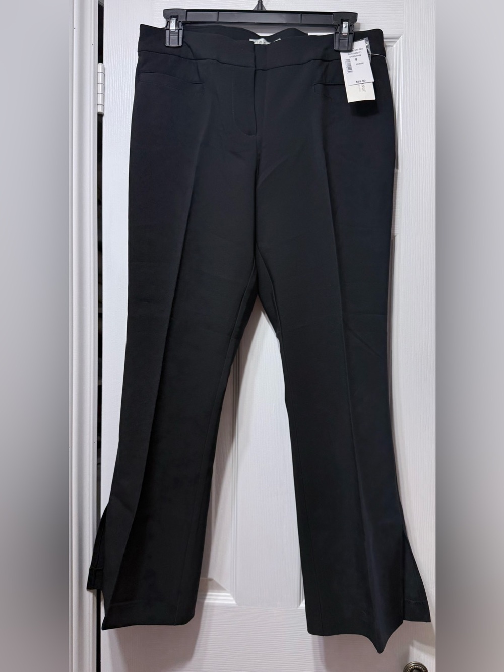 Cleo Black Boot-Cut Flare Dress Pants with Front Creases